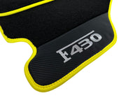 Black Floor Mats For Ferrari F430 2004-2009 With Carbon Fiber Leather Yellow Trim - AutoWin