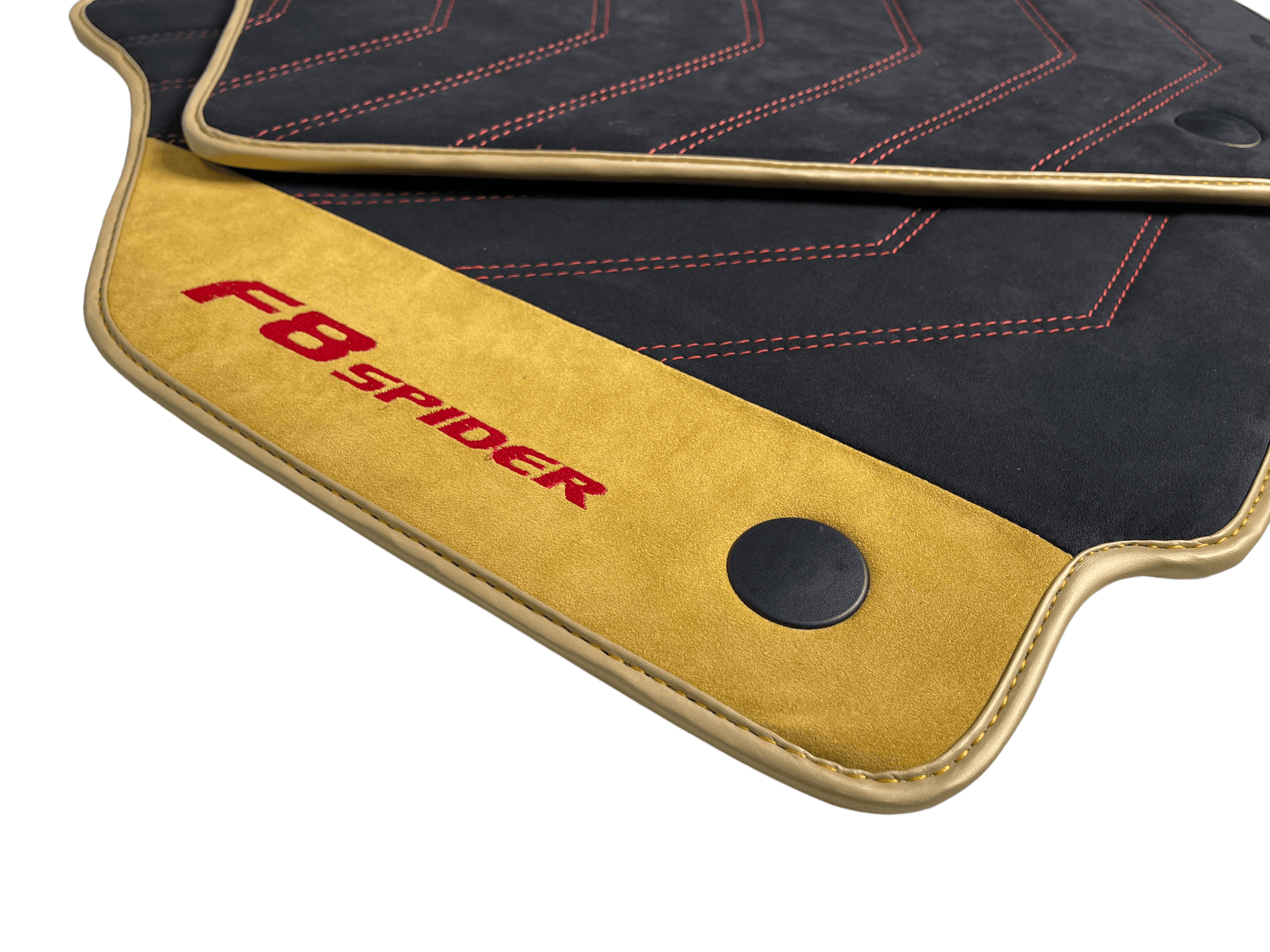 Black Floor Mats For Ferrari F8 Spider 2019-2022 With Tan Alcantara Leather - AutoWin