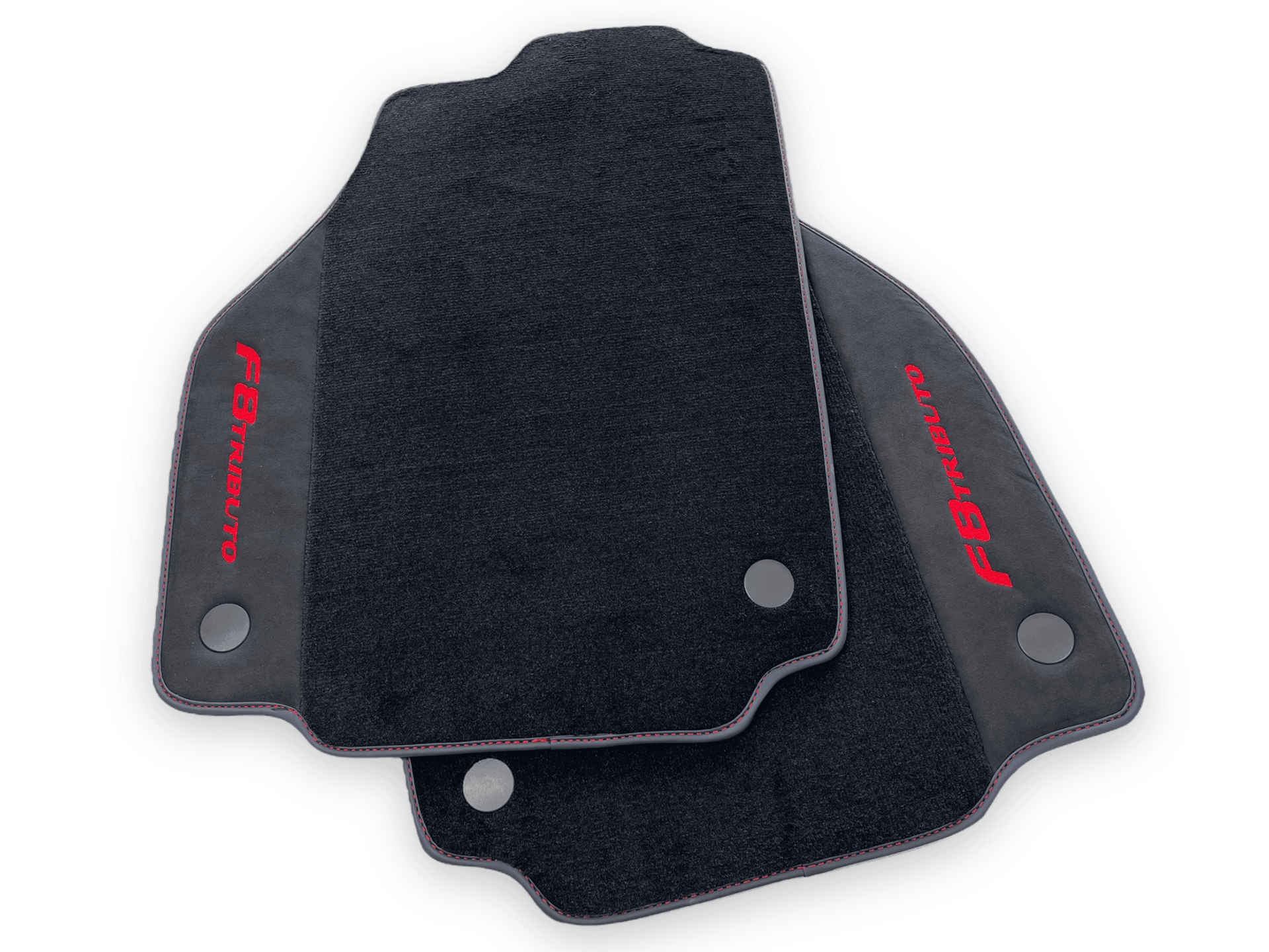 Black Floor Mats For Ferrari F8 Tributo 2019-2022 With Alcantara Leather - AutoWin