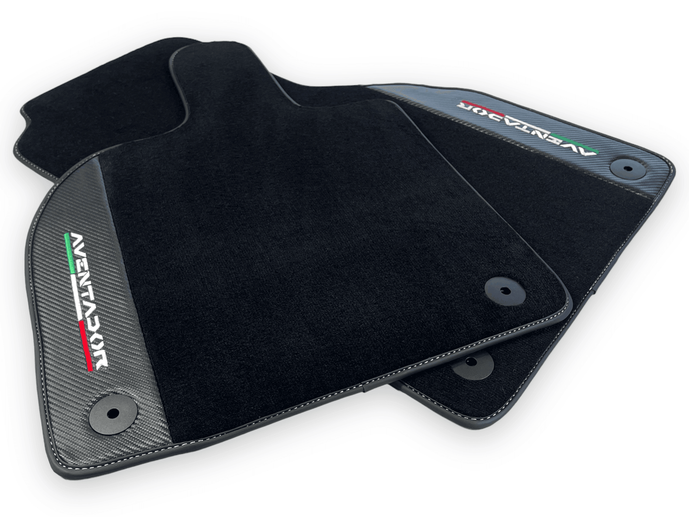 Black Floor Mats for Lamborghini Aventador With Carbon Fiber Leather - AutoWin