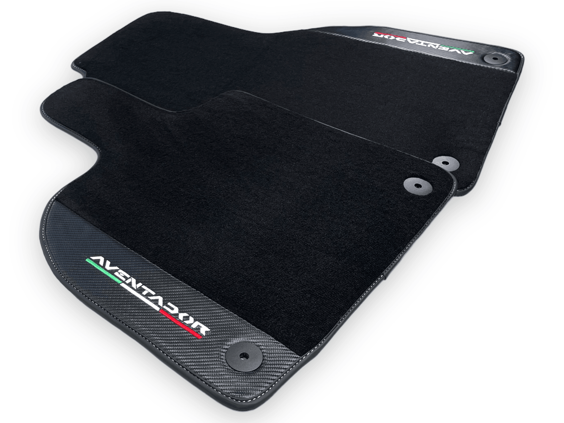Black Floor Mats for Lamborghini Aventador With Carbon Fiber Leather - AutoWin
