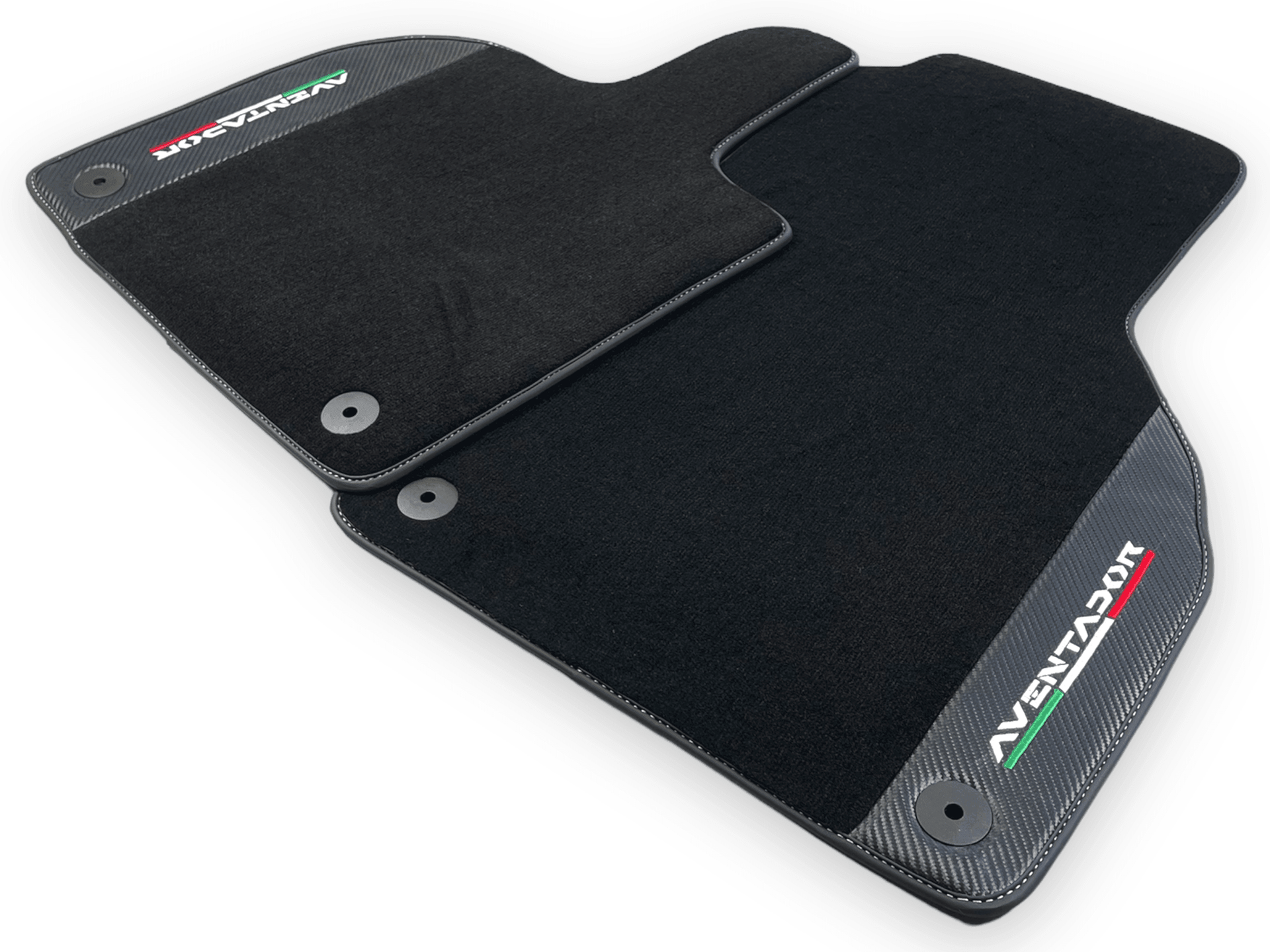 Black Floor Mats for Lamborghini Aventador With Carbon Fiber Leather - AutoWin