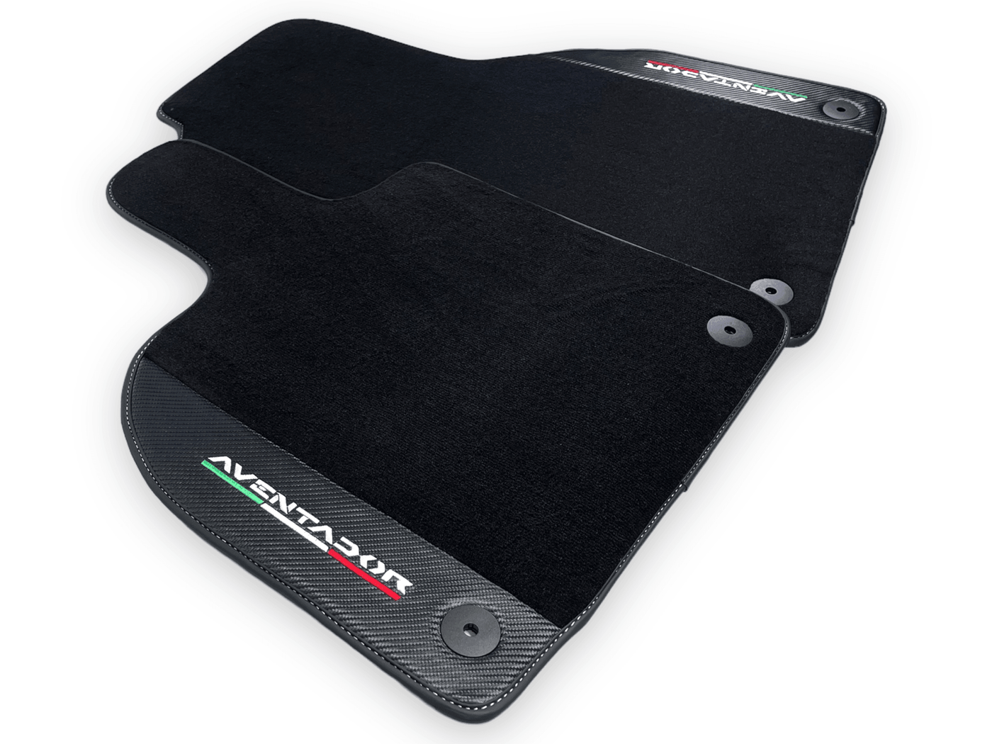 Black Floor Mats for Lamborghini Aventador With Carbon Fiber Leather - AutoWin