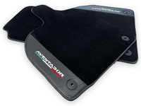 Black Floor Mats for Lamborghini Aventador With Carbon Fiber Leather - AutoWin