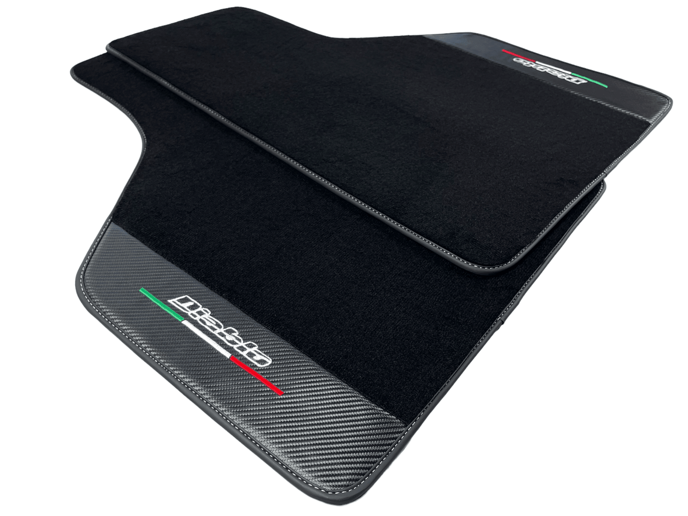 Black Floor Mats for Lamborghini Diablo 1990-2001 With Carbon Fiber Leather - AutoWin