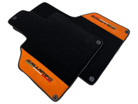 Black Floor Mats for Lamborghini Gallardo With Orange Alcantara Leather - AutoWin
