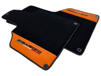 Black Floor Mats for Lamborghini Gallardo With Orange Alcantara Leather - AutoWin