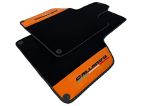 Black Floor Mats for Lamborghini Gallardo With Orange Alcantara Leather - AutoWin