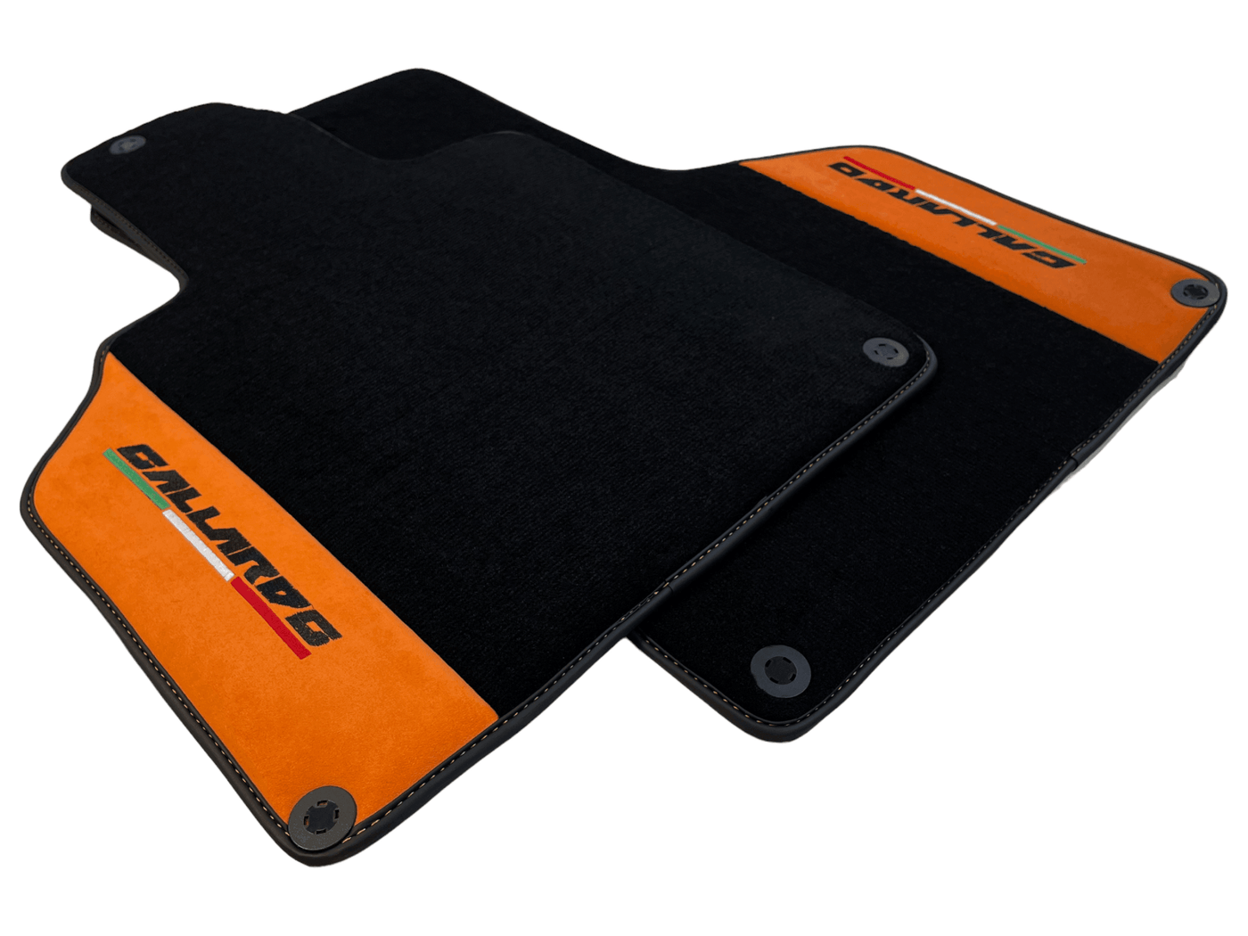 Black Floor Mats for Lamborghini Gallardo With Orange Alcantara Leather - AutoWin