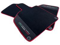 Black Floor Mats for Lamborghini Huracan with Alcantara Leather And Red Trim - AutoWin