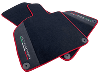 Black Floor Mats for Lamborghini Huracan with Alcantara Leather And Red Trim - AutoWin