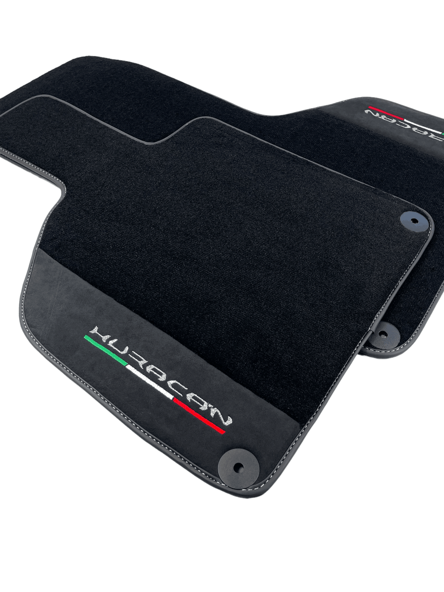 Black Carpet Floor Mats for Lamborghini Huracan with Alcantara Leather - AutoWin