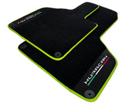 Black Floor Mats for Lamborghini Huracan With Alcantara Leather Green Trim - AutoWin