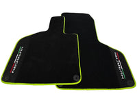 Black Floor Mats for Lamborghini Huracan With Alcantara Leather Green Trim - AutoWin