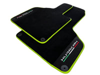 Black Floor Mats for Lamborghini Huracan With Alcantara Leather Green Trim - AutoWin