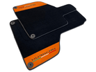 Black Floor Mats for Lamborghini Huracan with Orange Alcantara Leather - AutoWin