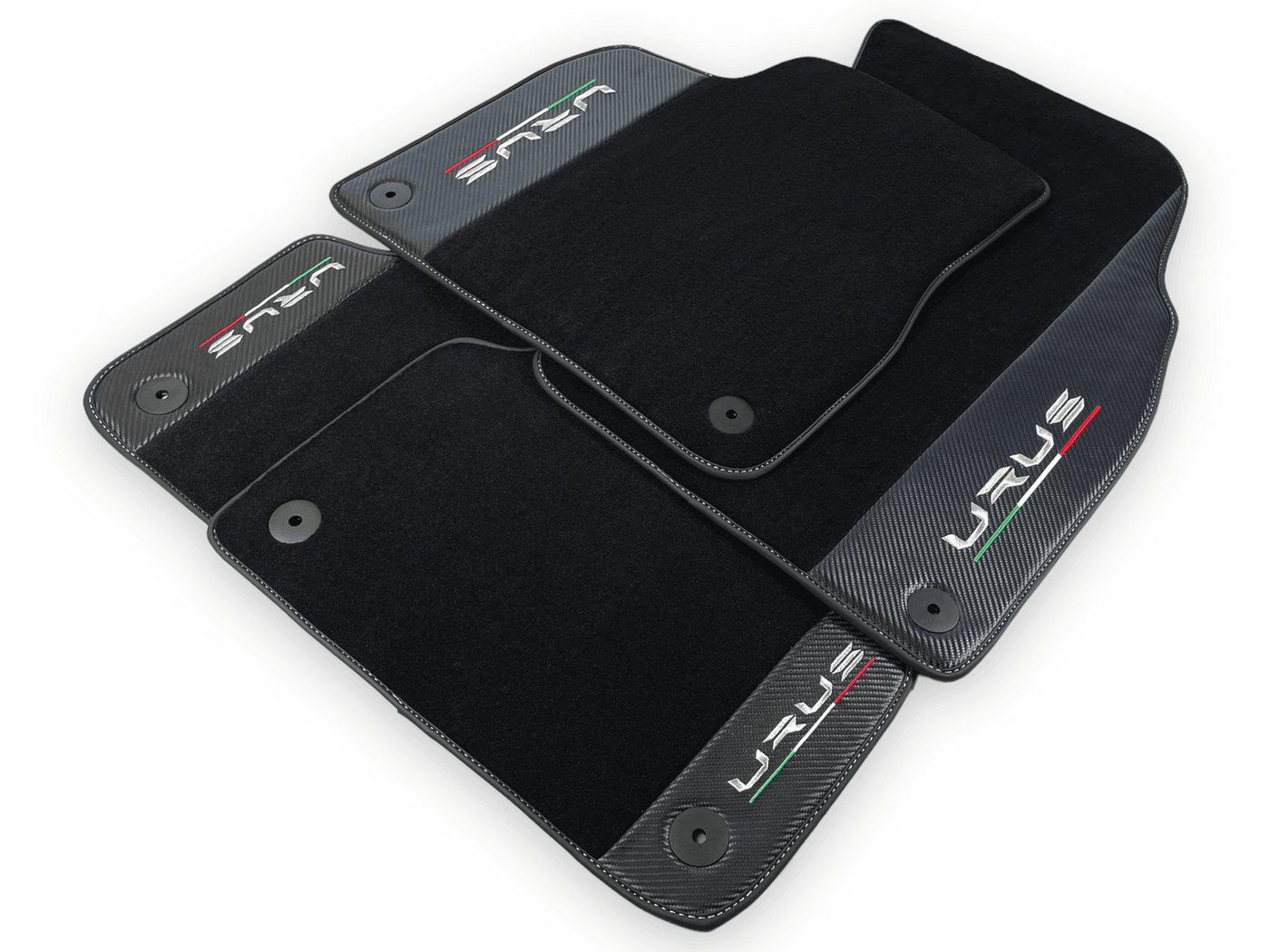 Black Floor Mats For Lamborghini Urus With Carbon Fiber Leather - AutoWin