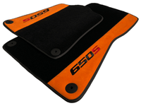 Black Floor Mats For McLaren 650S Black Tailored With Orange Alcantara Leather - AutoWin