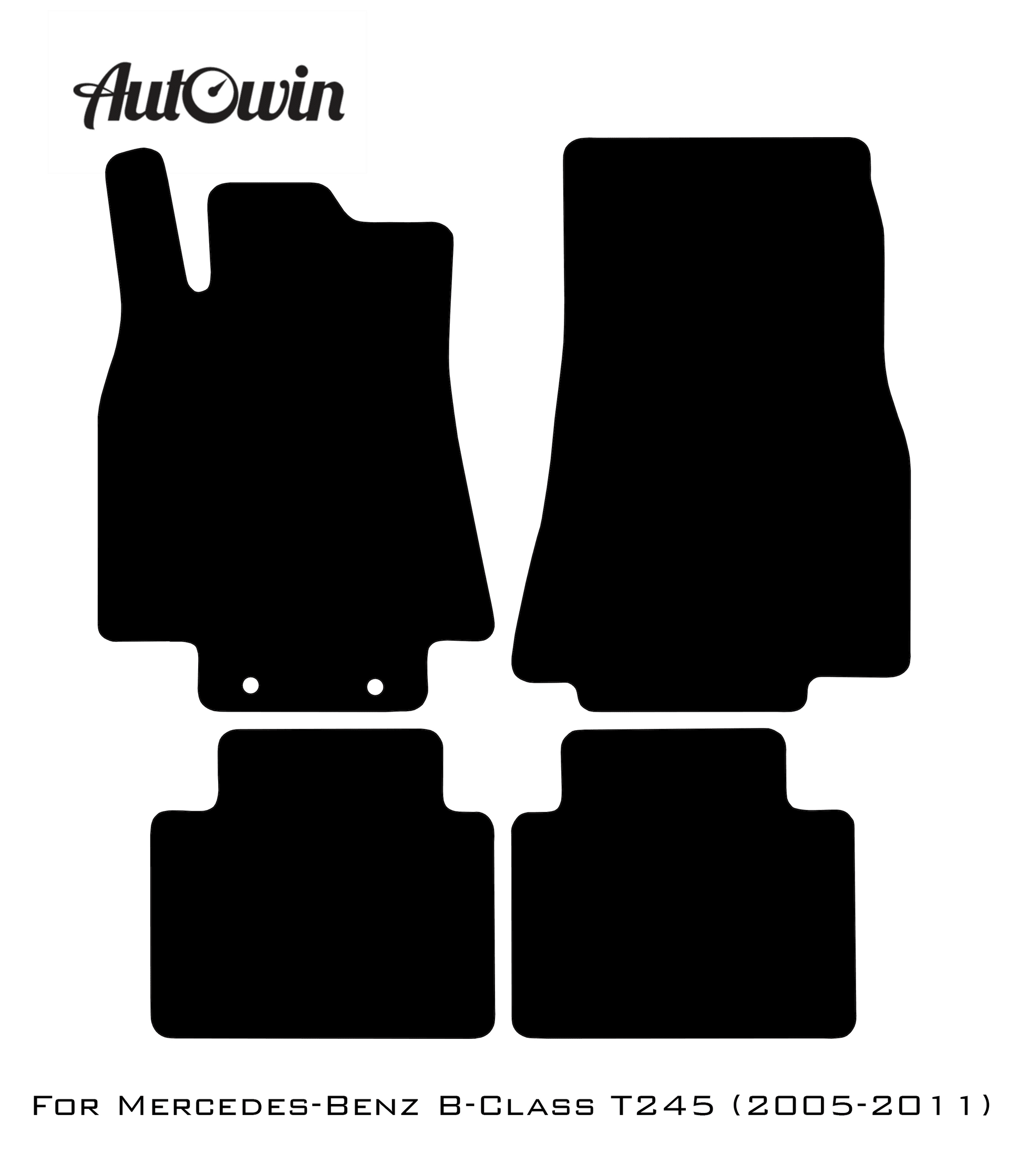 Black Floor Mats For Mercedes Benz B-Class T245 (2005-2011) | AutoWin Edition - AutoWin
