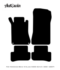 Black Floor Mats For Mercedes Benz C-Class S203 Estate (2001-2007) | Fighter Jet Edition - AutoWin