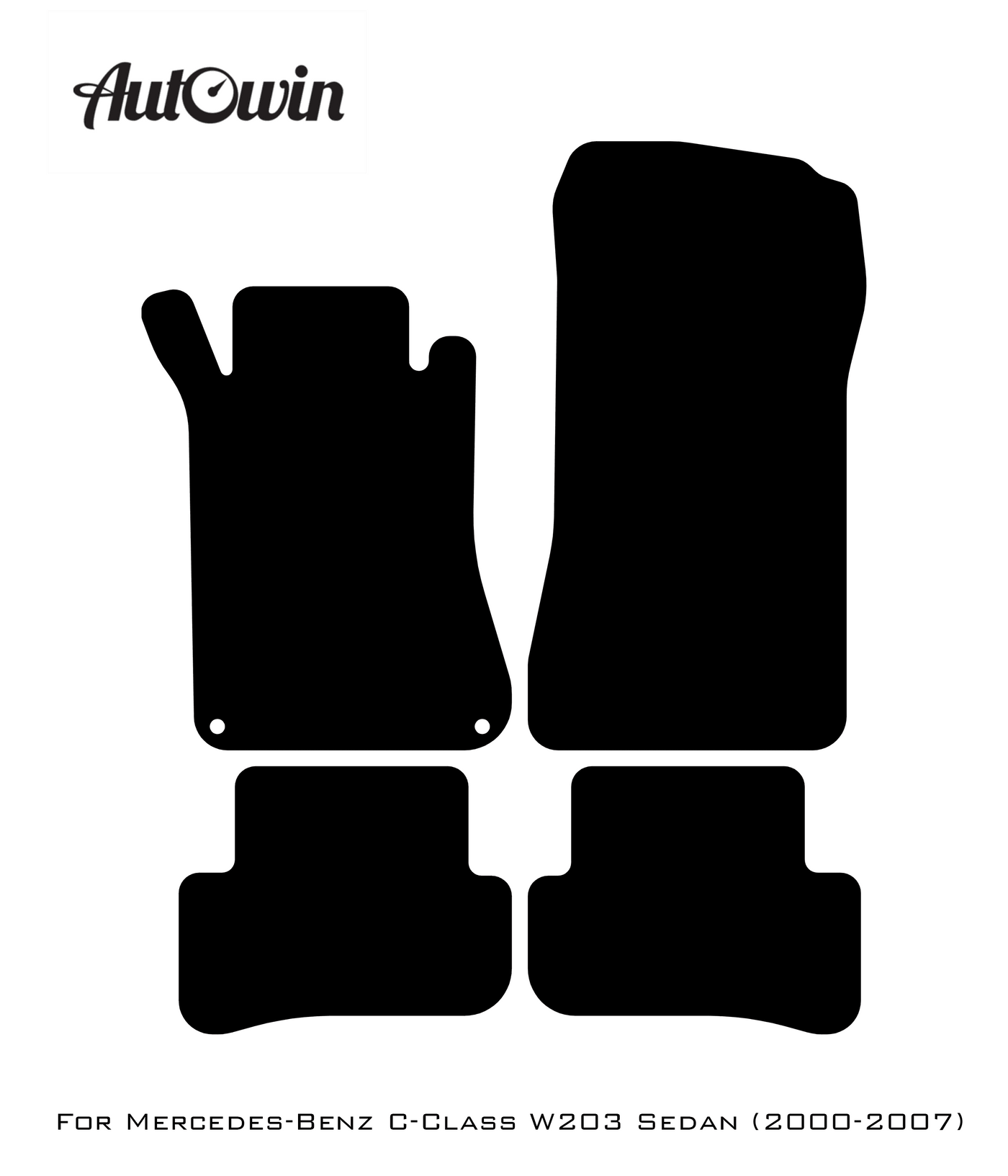 Black Floor Mats For Mercedes Benz C-Class W203 Sedan (2000-2007) | AutoWin Edition - AutoWin