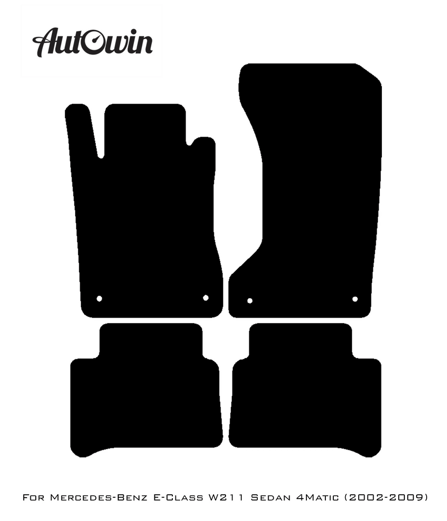 Black Floor Mats For Mercedes Benz E-Class W211 Sedan 4Matic (2002-2009) | Fighter Jet Edition - AutoWin