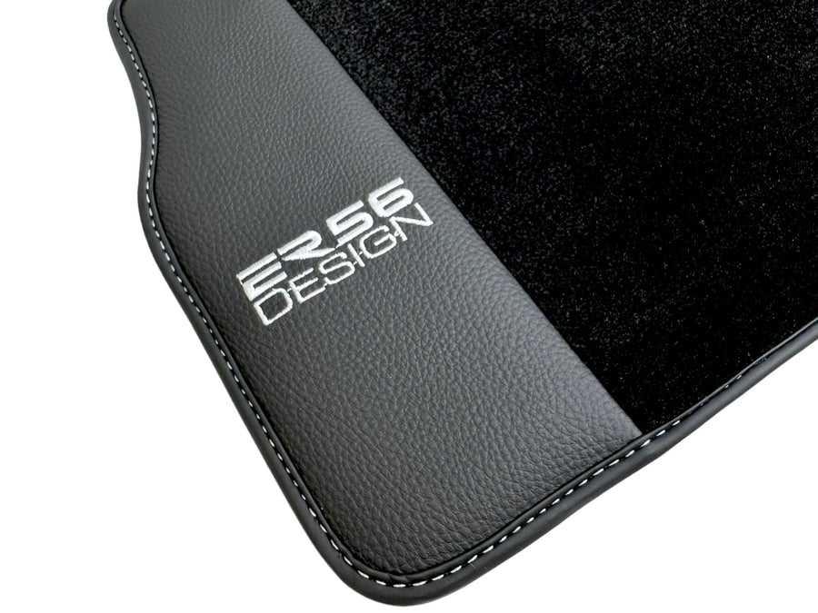 Black Floor Mats For Mercedes-Benz G Class 2019-2022 W463 With Leather Borders ER56 Design - AutoWin