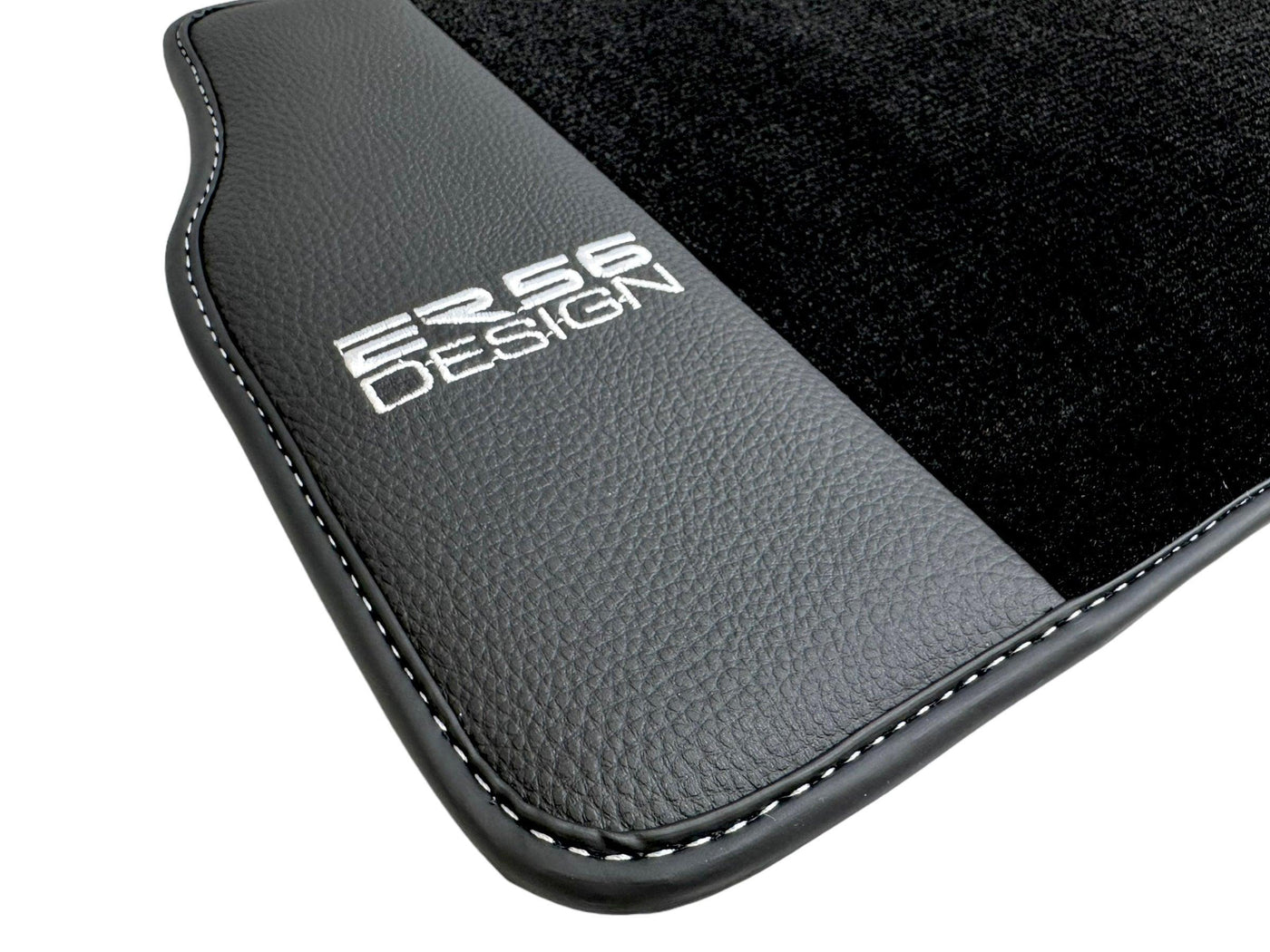 Black Floor Mats For Mercedes-Benz G Class 2019-2022 W463 With Leather Borders ER56 Design - AutoWin