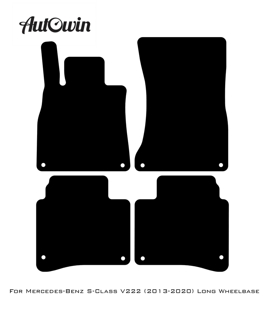 Black Floor Mats For Mercedes Benz S-Class V222 (2013-2020) Long Wheelbase | AutoWin Edition - AutoWin