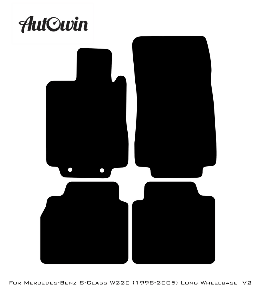 Black Floor Mats For Mercedes Benz S-Class W220 (1998-2005) Long Wheelbase | Fighter Jet Edition - AutoWin