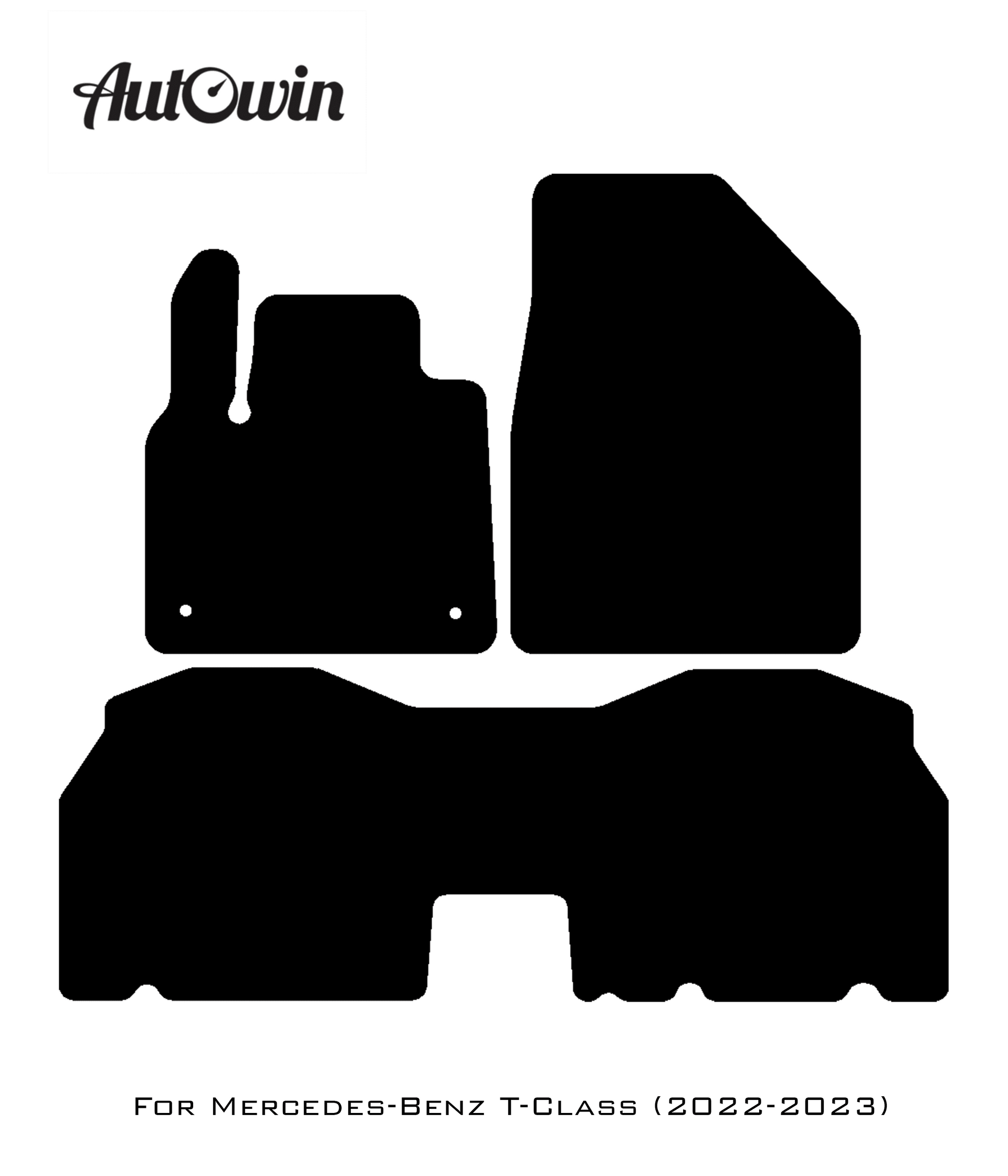 Black Floor Mats For Mercedes Benz T-Class W420 (2022-2023) | AutoWin Edition - AutoWin