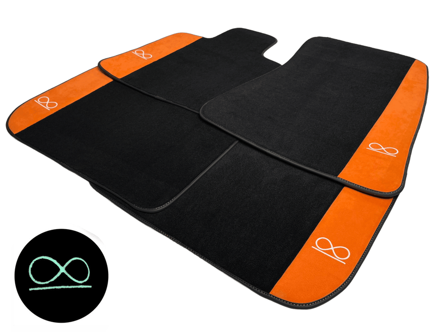 Black Floor Mats For Rolls Royce Black Badge Dawn Alcantara Leather - AutoWin