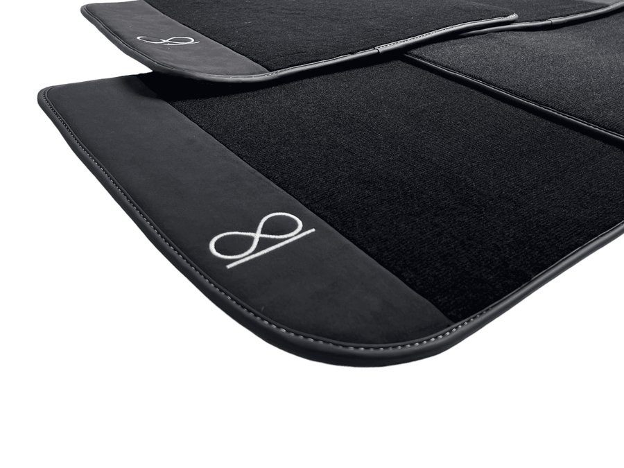 Black Floor Mats For Rolls Royce Black Badge Ghost Fluorescent Logo - AutoWin