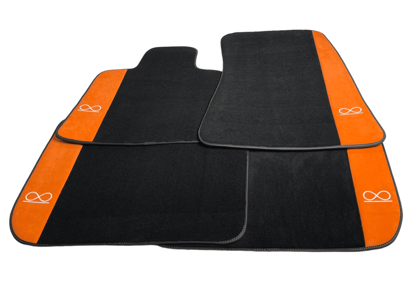 Black Floor Mats For Rolls Royce Black Badge Ghost Orange Alcantara - AutoWin