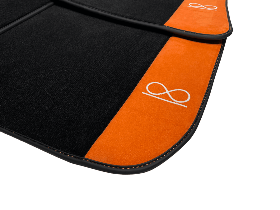 Black Floor Mats For Rolls Royce Black Badge Ghost Orange Alcantara - AutoWin