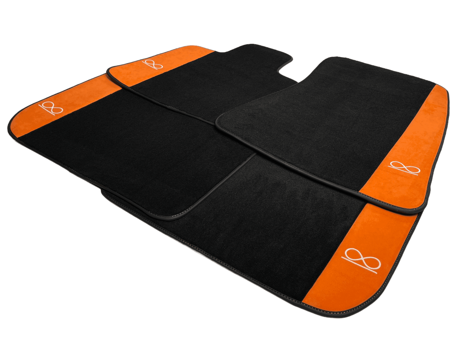 Black Floor Mats For Rolls Royce Black Badge Phantom Drophead Orange Alcantara - AutoWin