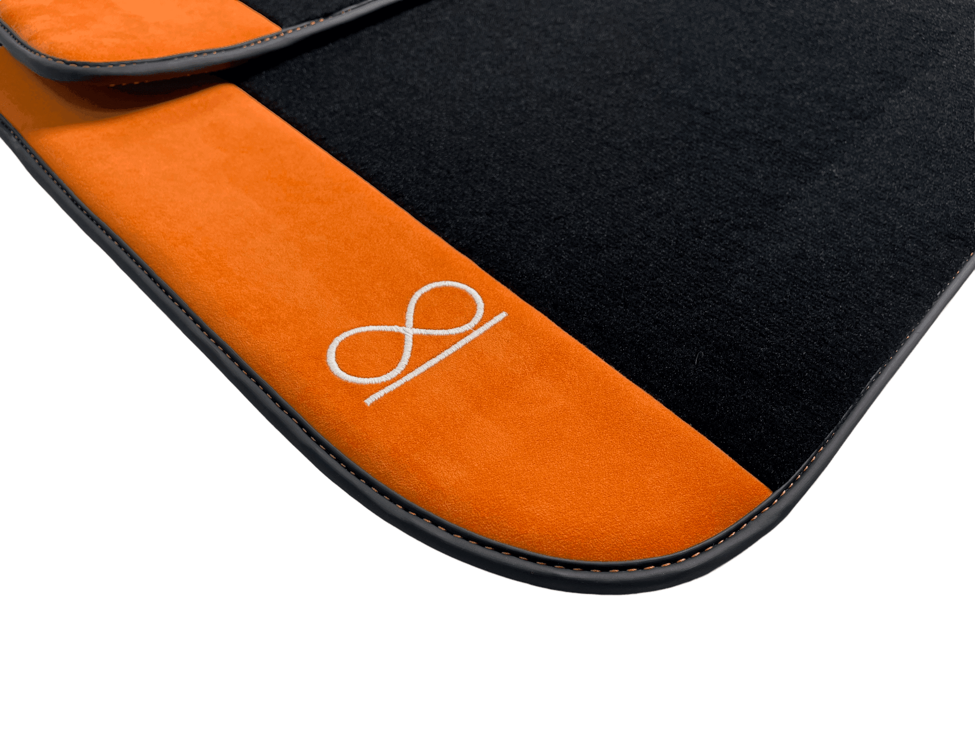 Black Floor Mats For Rolls Royce Black Badge Phantom Drophead Orange Alcantara - AutoWin