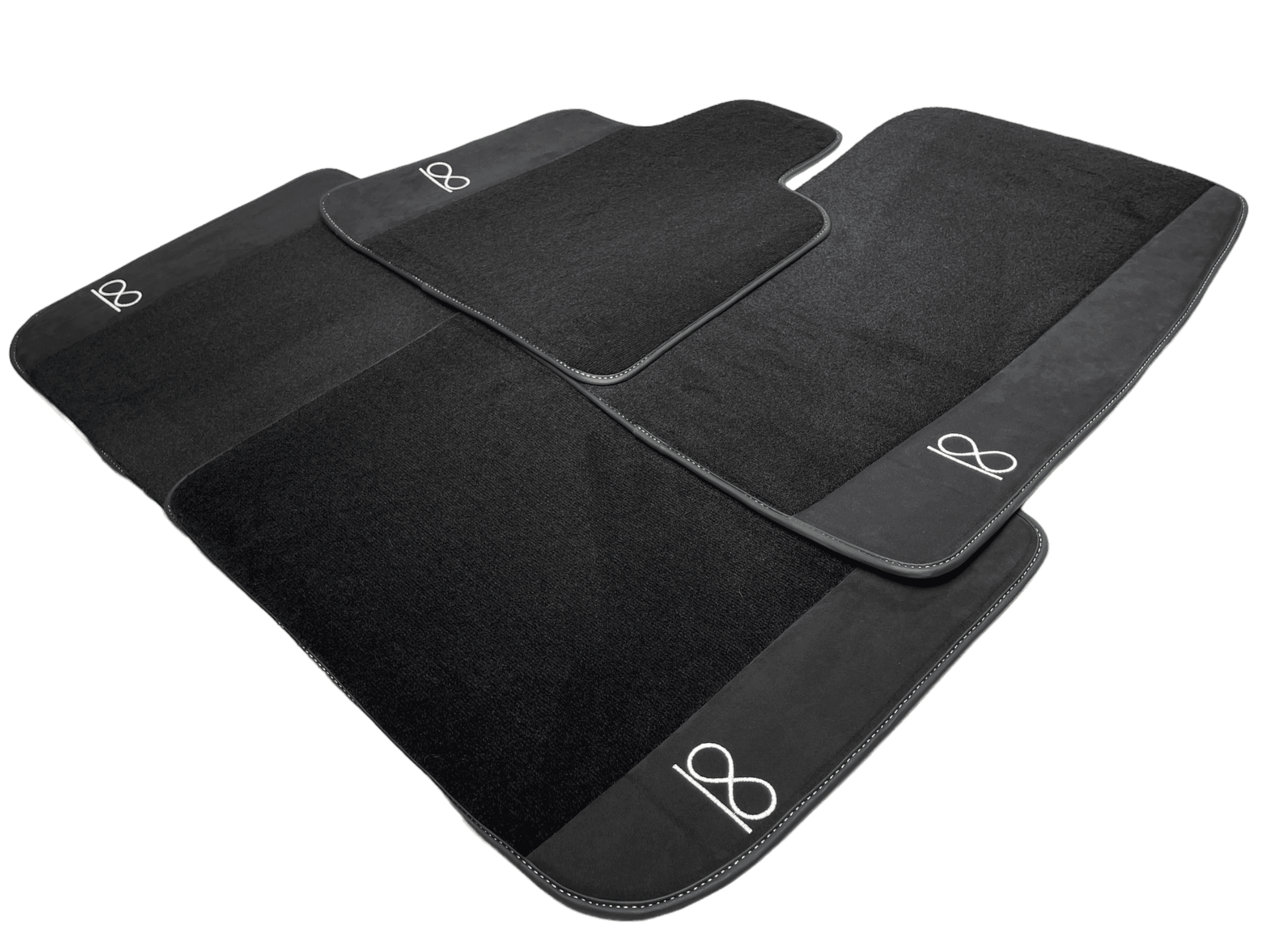 Black Floor Mats For Rolls Royce Black Badge Phantom Fluorescent Logo - AutoWin