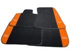 Black Floor Mats For Rolls Royce Shadow 1965-1977 With Orange Alcantara Leather - AutoWin