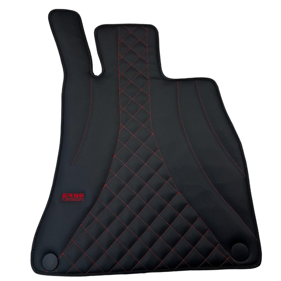 Black Leather Floor Mats For Mercedes Benz E-Class W124 Sedan (1985-1995) | ER56 Design - AutoWin