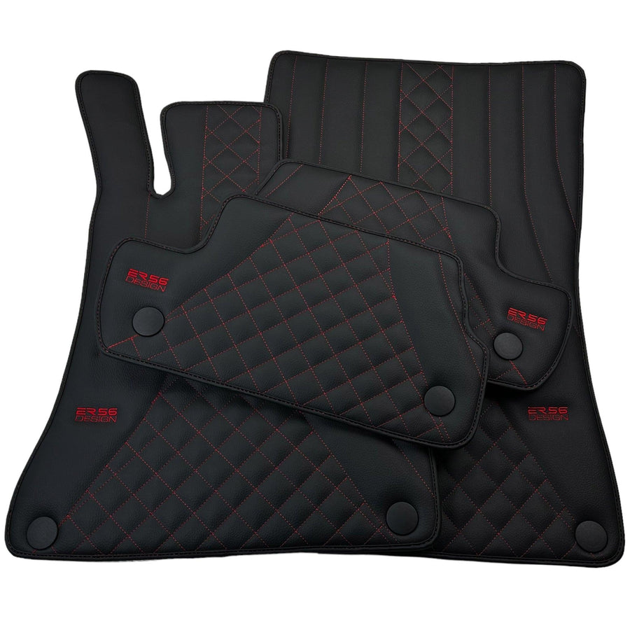 Black Leather Floor Mats For Mercedes Benz EQA-Class H243 (2021-2023) | ER56 Design - AutoWin