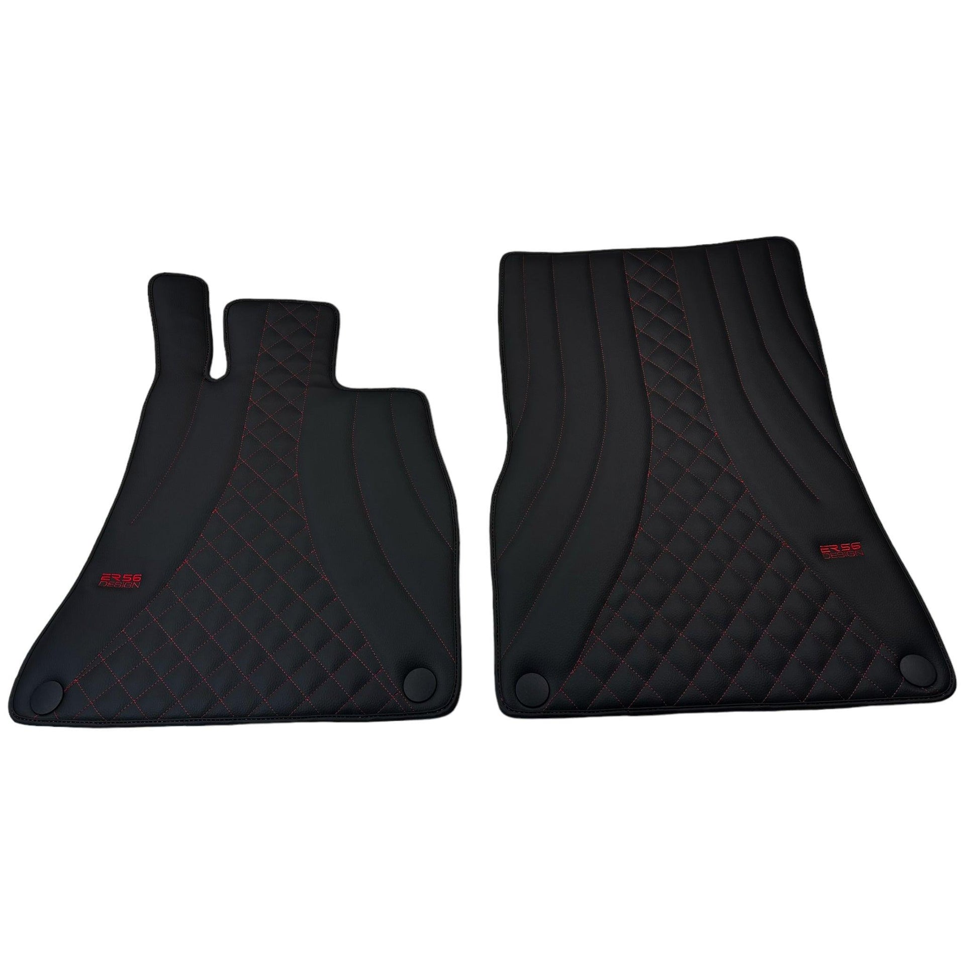 Black Leather Floor Mats For Mercedes Benz EQS-Class X296 (2022-2023) | ER56 Design - AutoWin