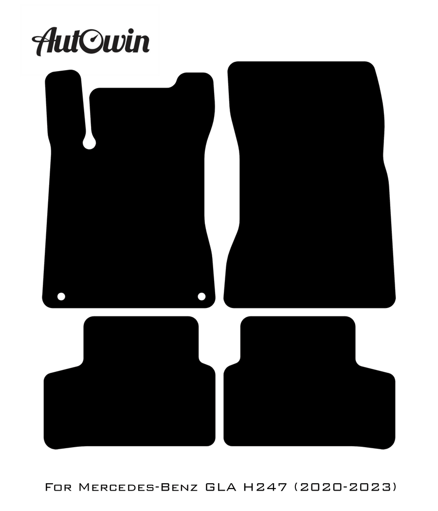 Black Leather Floor Mats For Mercedes Benz GLA-Class H247 (2020-2023) | ER56 Design - AutoWin