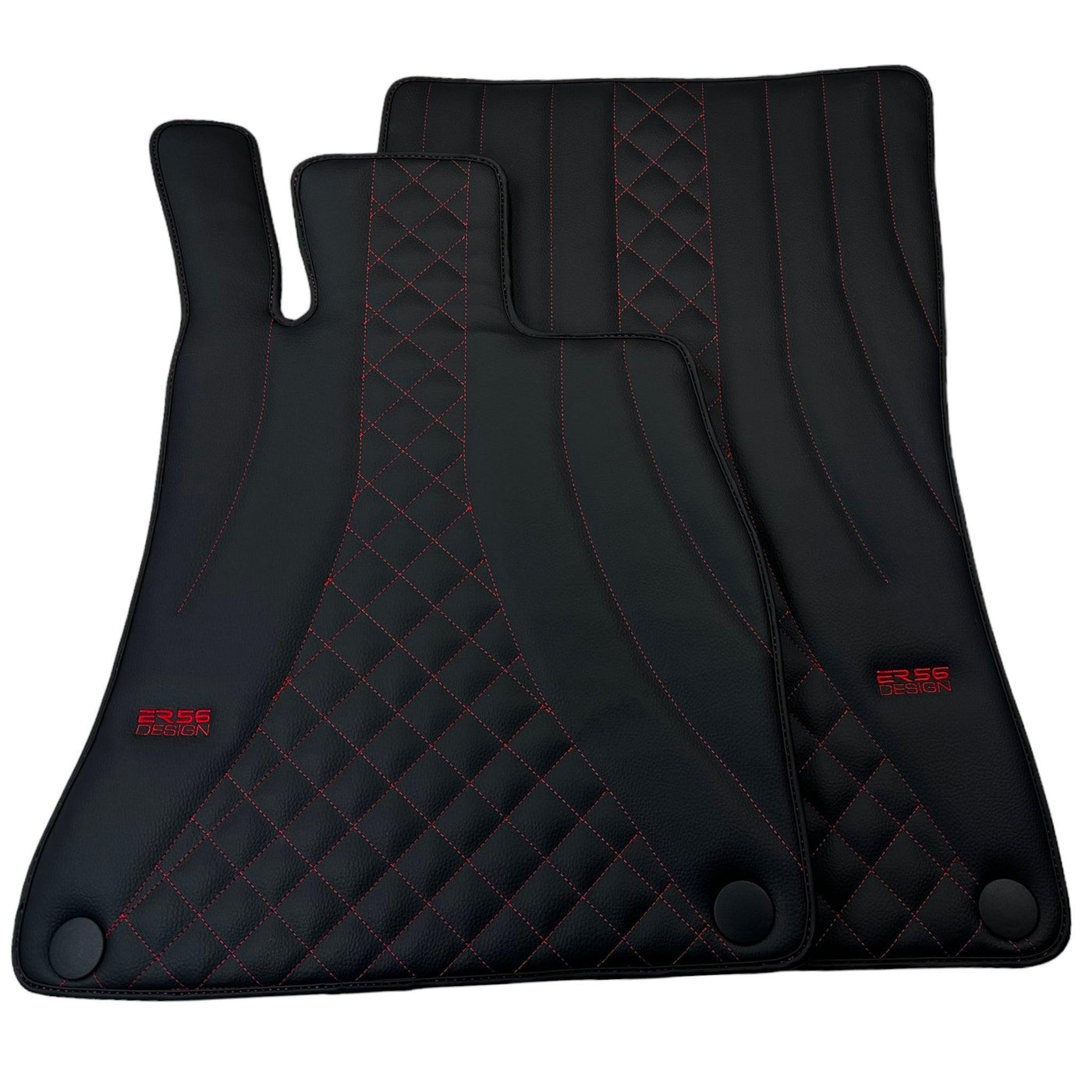 Black Leather Floor Mats For Mercedes Benz GLA-Class X156 (2017-2020) | ER56 Design - AutoWin