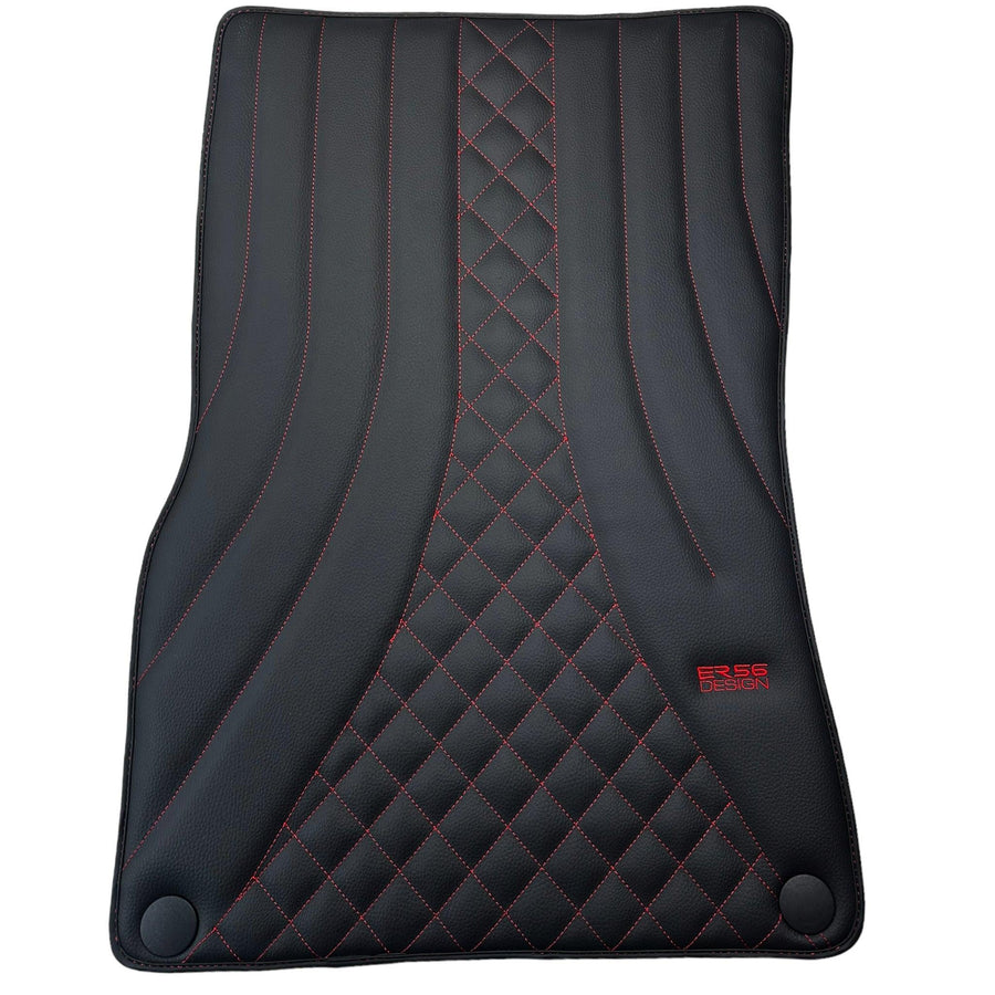 Black Leather Floor Mats For Mercedes Benz GLC-Class C253 Coupe (2020-2023) Hybrid | ER56 Design - AutoWin
