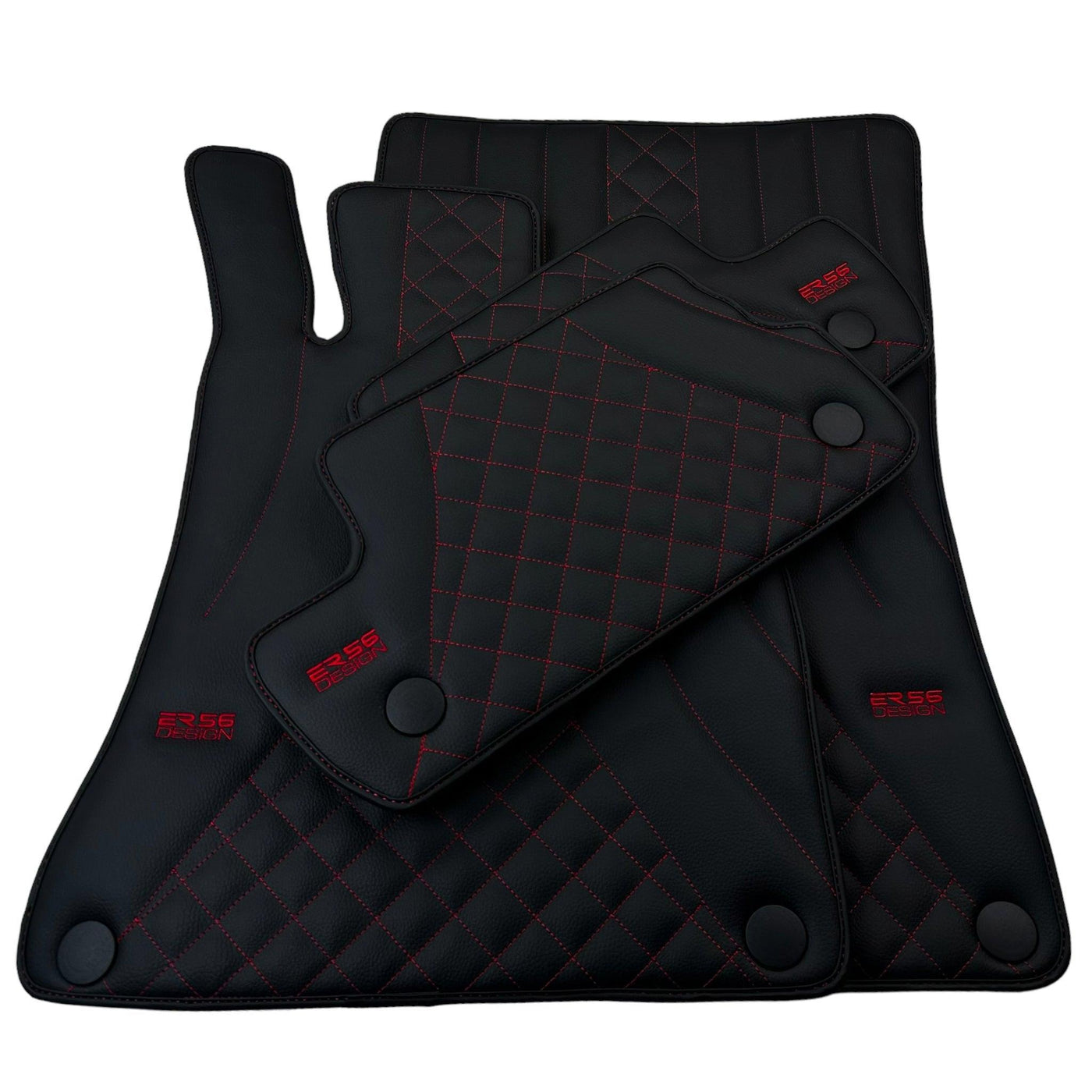 Black Leather Floor Mats For Mercedes Benz S-Class Z223 Maybach (2021-2023) | ER56 Design - AutoWin