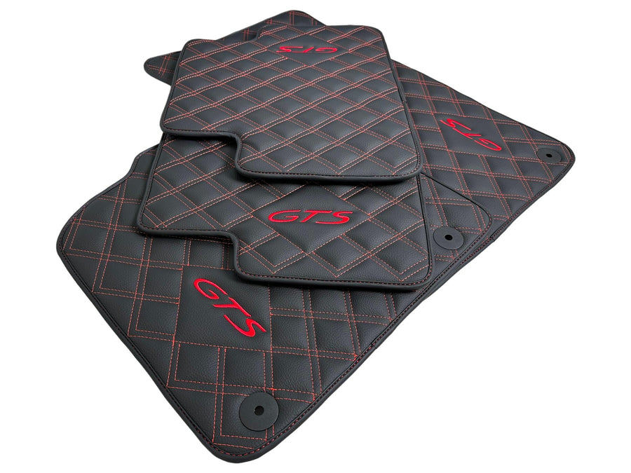 Black Leather Floor Mats for Porsche Macan GTS - AutoWin
