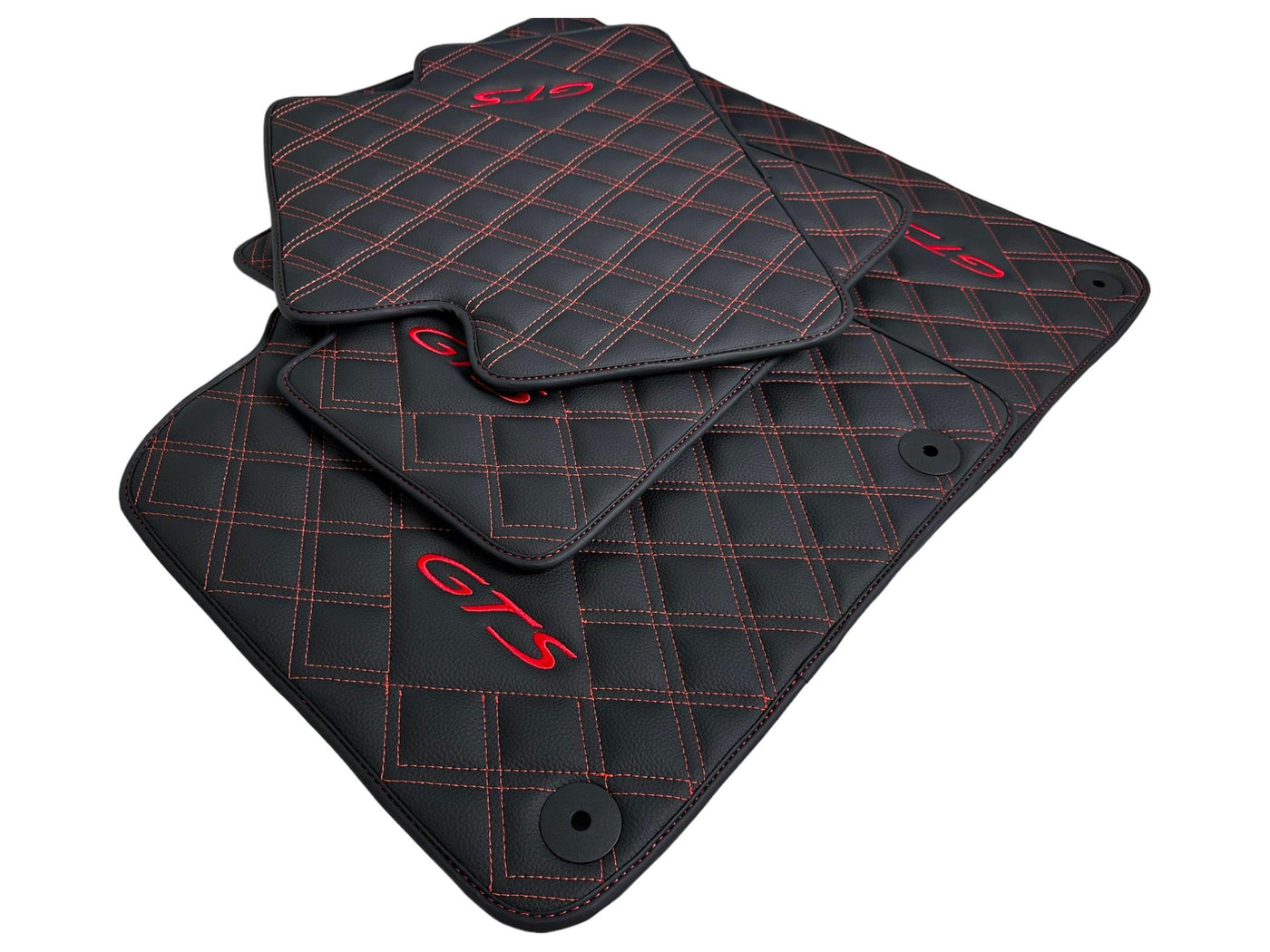 Black Leather Floor Mats for Porsche Macan GTS - AutoWin