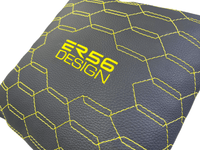 Black Leather Pillows ER56 Design Set of 2 Yellow Sewing - AutoWin