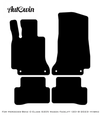 Black Luxury Floor Mats For Mercedes Benz C-Class S205 Wagon Facelift (2018-2023) Hybrid | ER56 Design - AutoWin